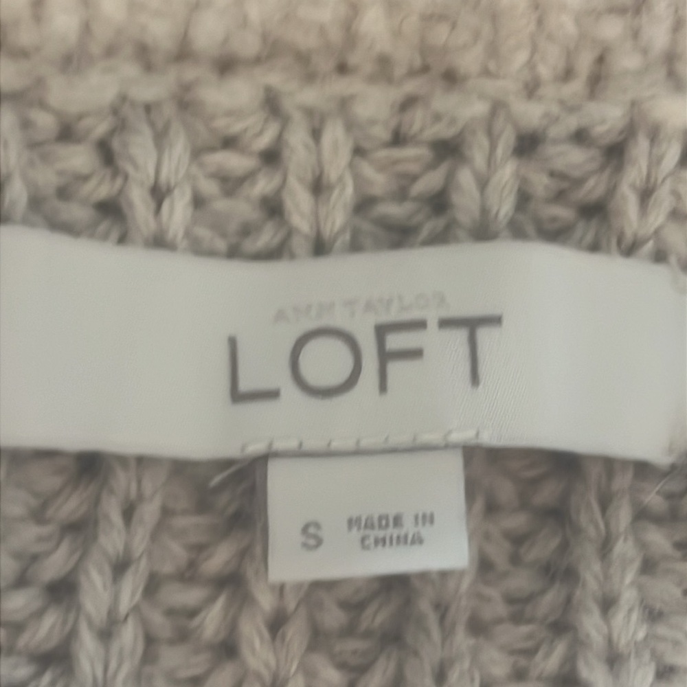 LOFT Women's Beige Shawl Collar Wool Bland Open Front Sweater Size S - Picture 5 of 8